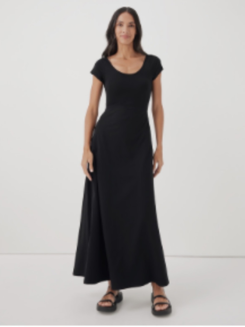 Pact Organic Fit & Flare cross Back Maxi Dress Black Medium